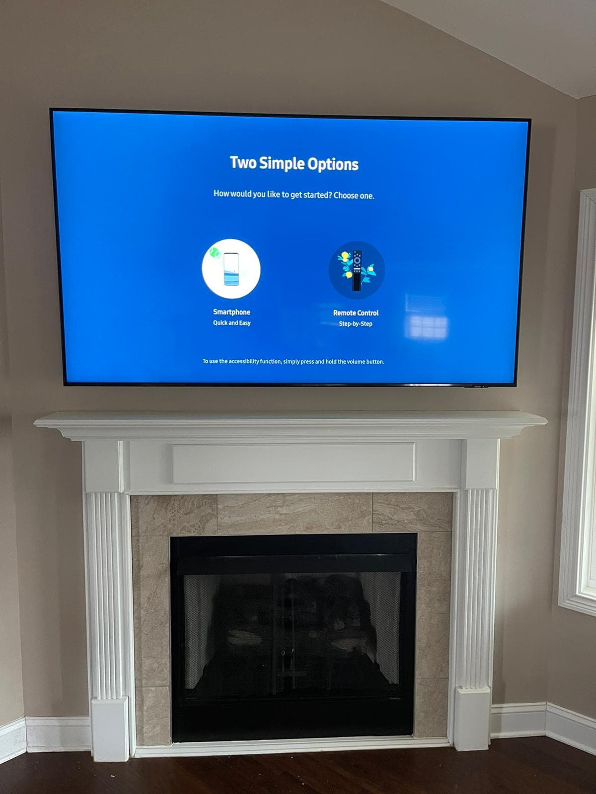 Over fireplace